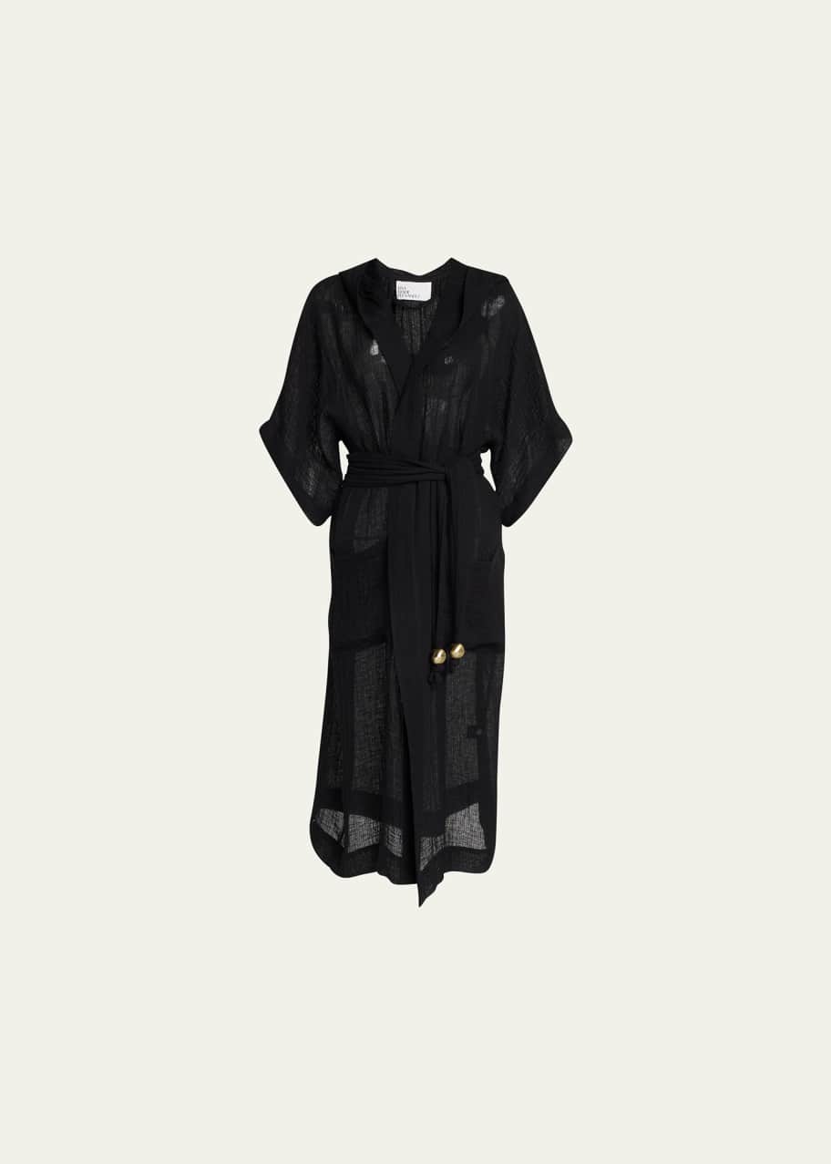 Lisa Marie Fernandez Cotton-Gauze Hooded Dressing Gown - Bergdorf Goodman