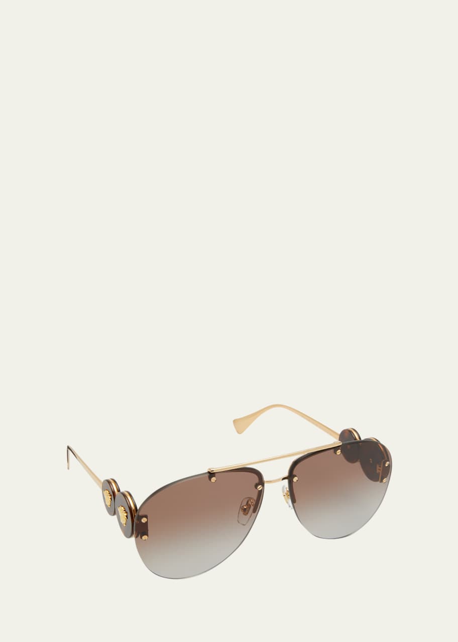 Versace Medusa Double-Bridge Rimless Sunglasses - Gradient
