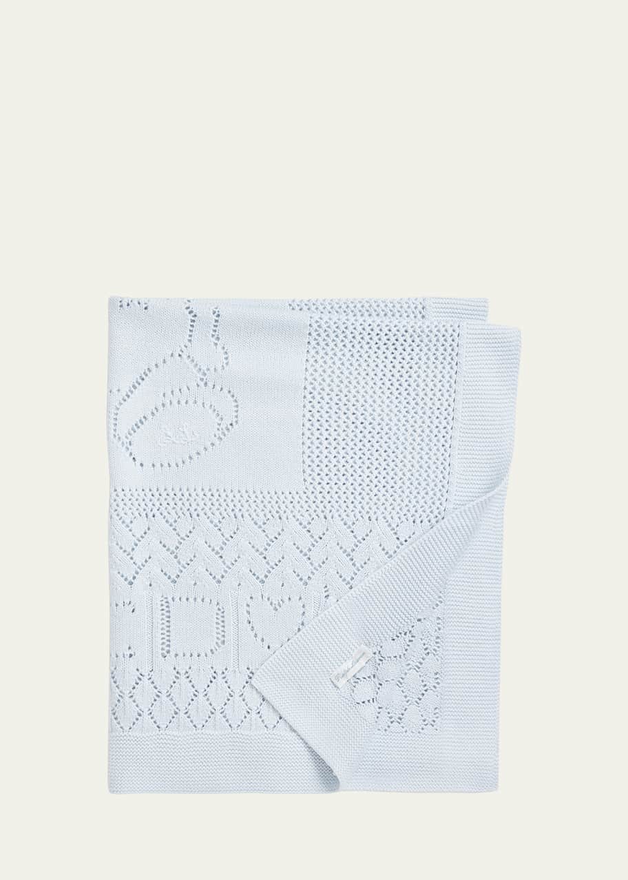 Image 1 of 1: Boy's Pointelle Teddy Bear Blanket
