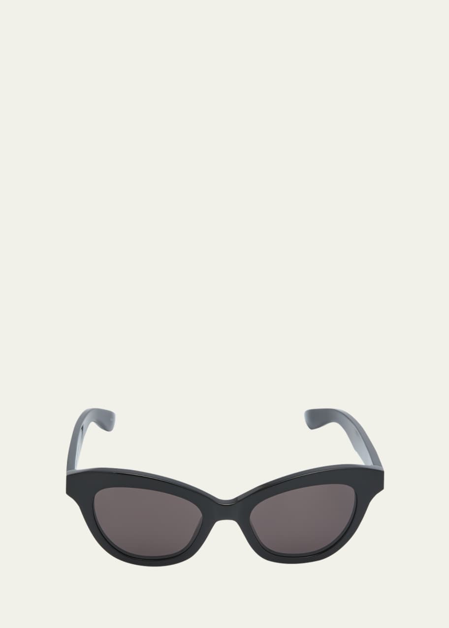 Image 1 of 1: Acetate Cat-Eye Sunglasses w/ Logo Detail