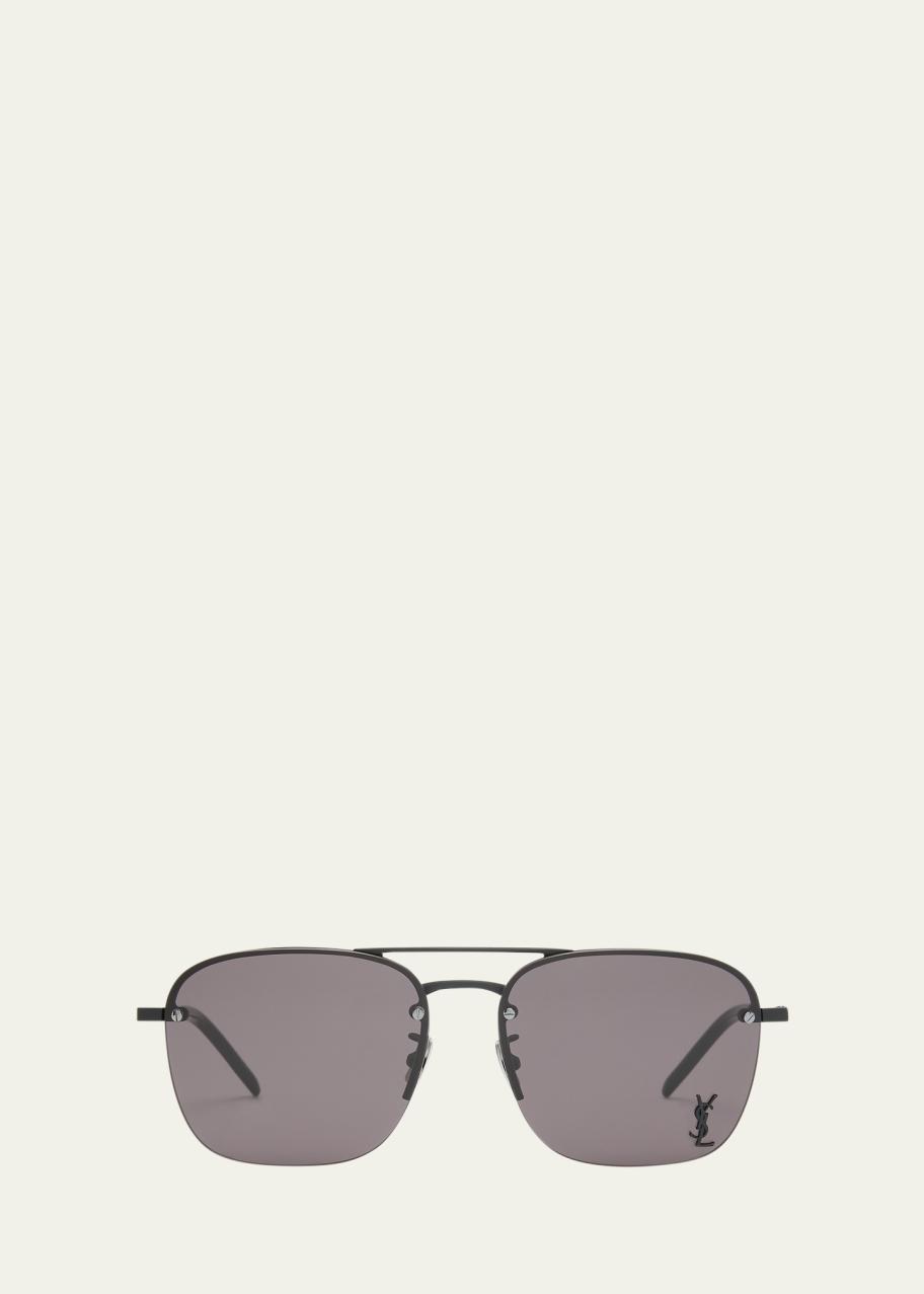 Saint Laurent Raised YSL Metal Aviator Sunglasses - Bergdorf  display picture 2