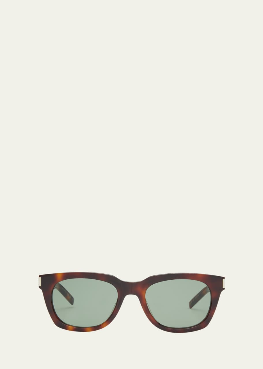 Image 1 of 1: Engraved Logo Rectangle Mixed-Media Sunglasses