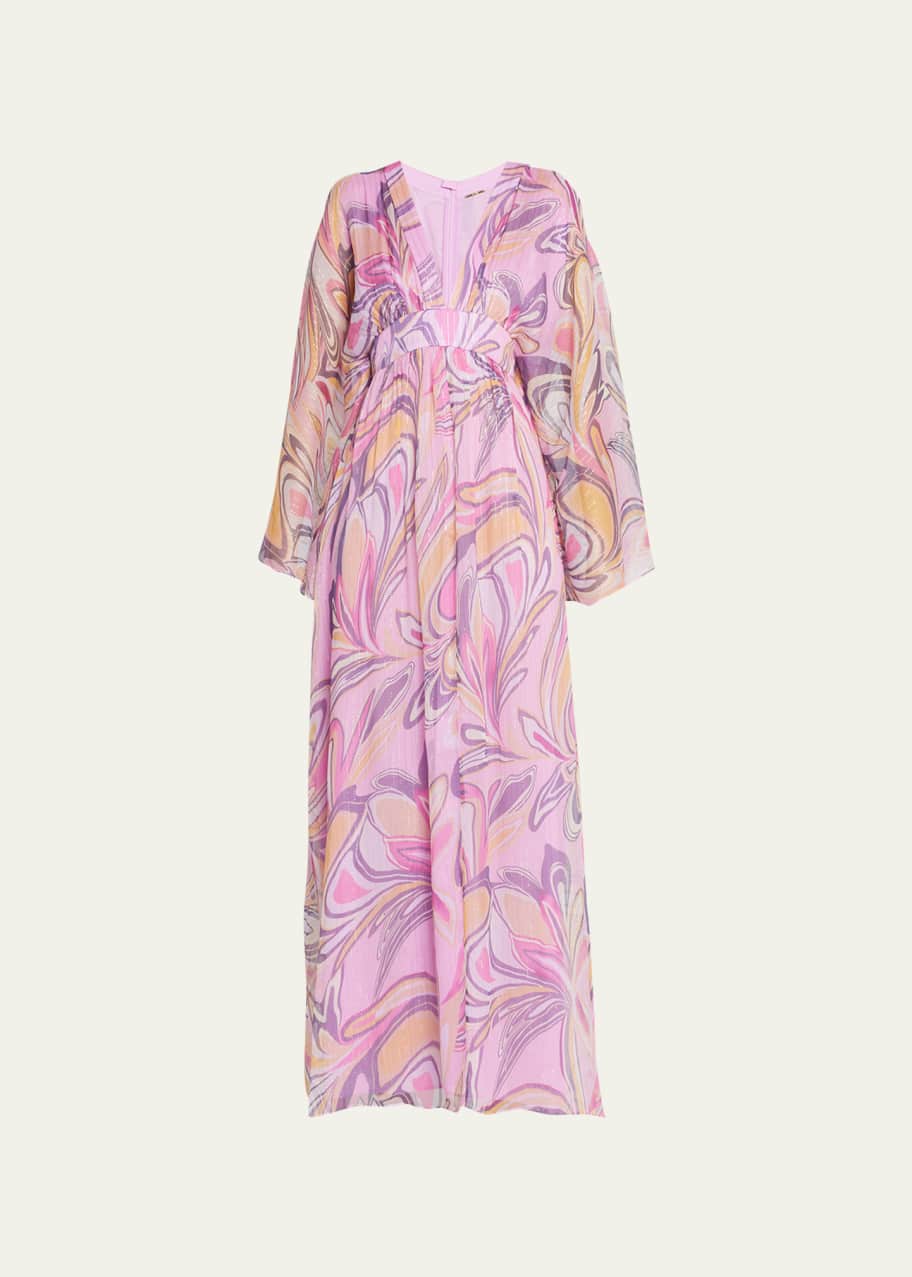 knee length dresses for ladies Rosey Woven Floral Print Empire Maxi Dress in Cream Multi main image 0
