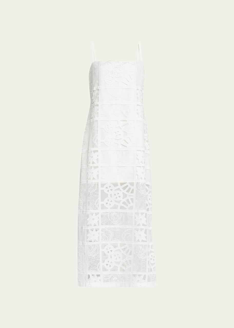 Alexis Bronze Square-Neck Cutwork Lace Midi Dress - Bergdorf Goodman