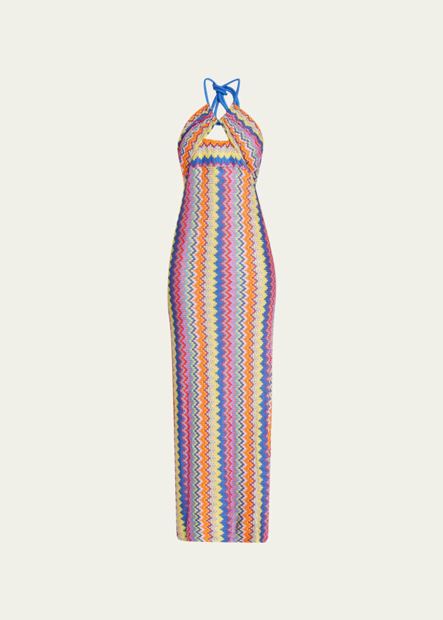 Alexis Vedette Chevron Cutout Halter Maxi Dress - Bergdorf Goodman