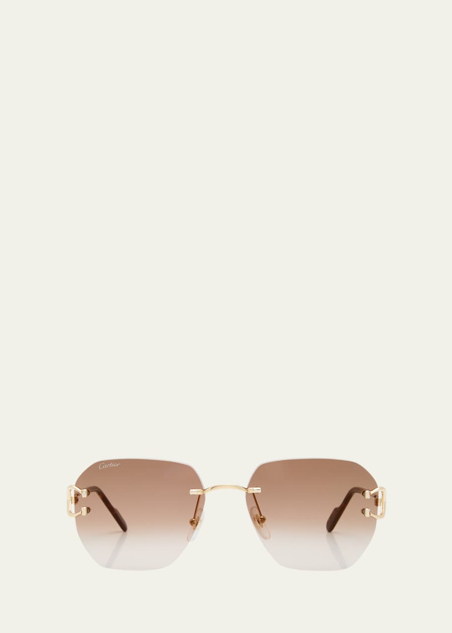 Image 1 of 1: Rimless Square Metal Sunglasses