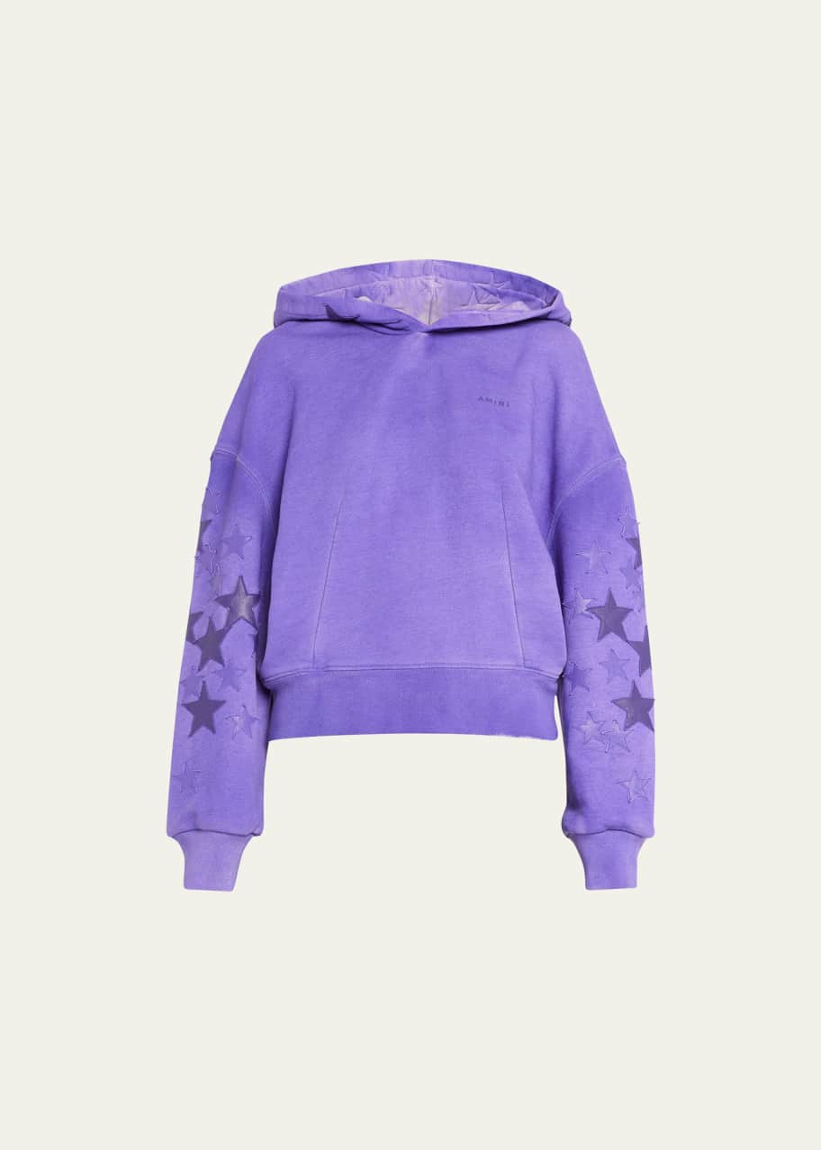 Amiri Logo-Embroidered Star Cropped Hoodie - Bergdorf Goodman
