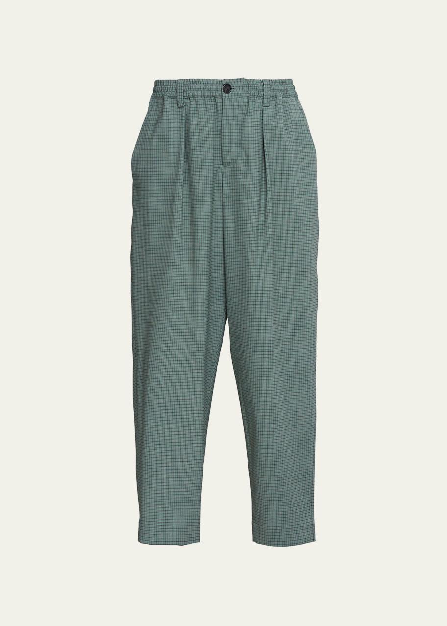 Marni Men's Pleated Micro-Check Trousers - Bergdorf Goodman