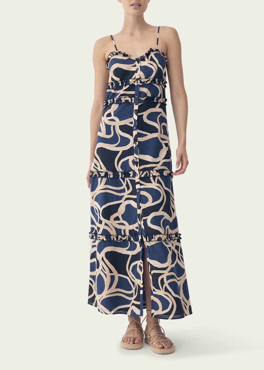 BIRD & KNOLL Connie ButtonFront Maxi Dress Bergdorf Goodman