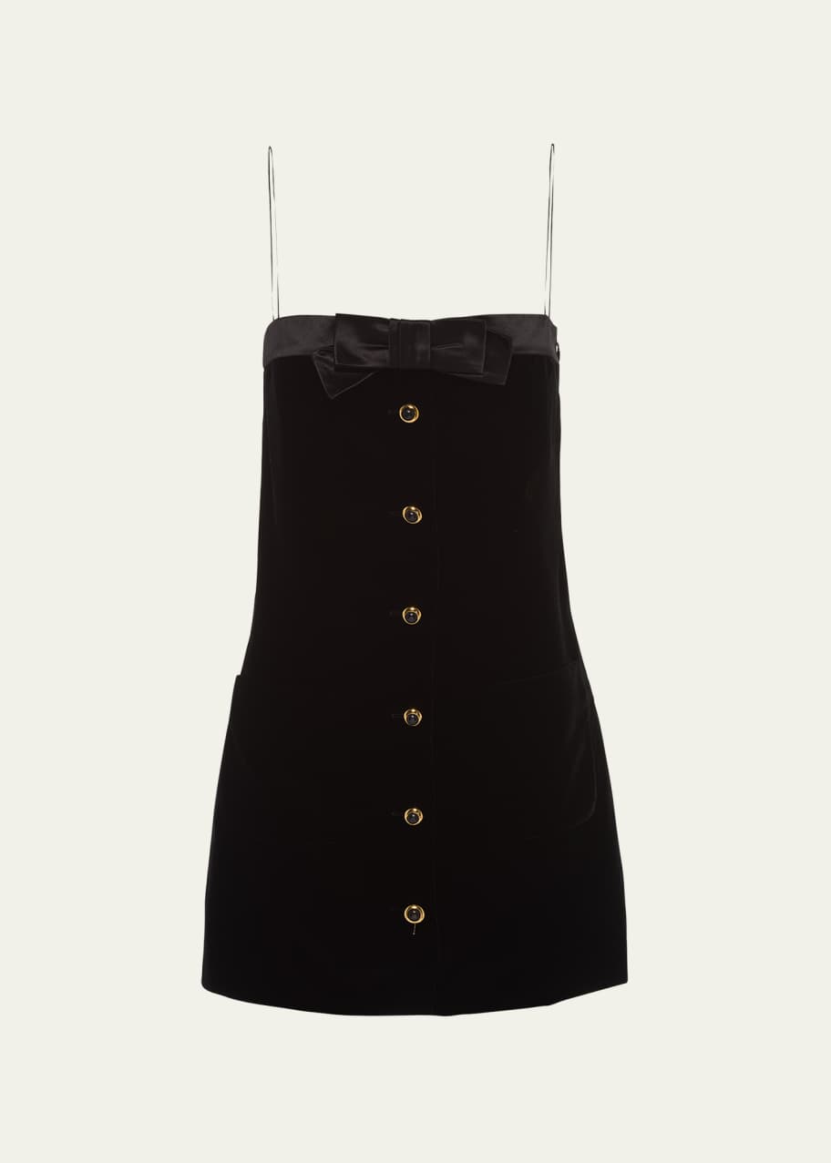 Miu Miu Velvet Bow Mini Dress - Bergdorf Goodman