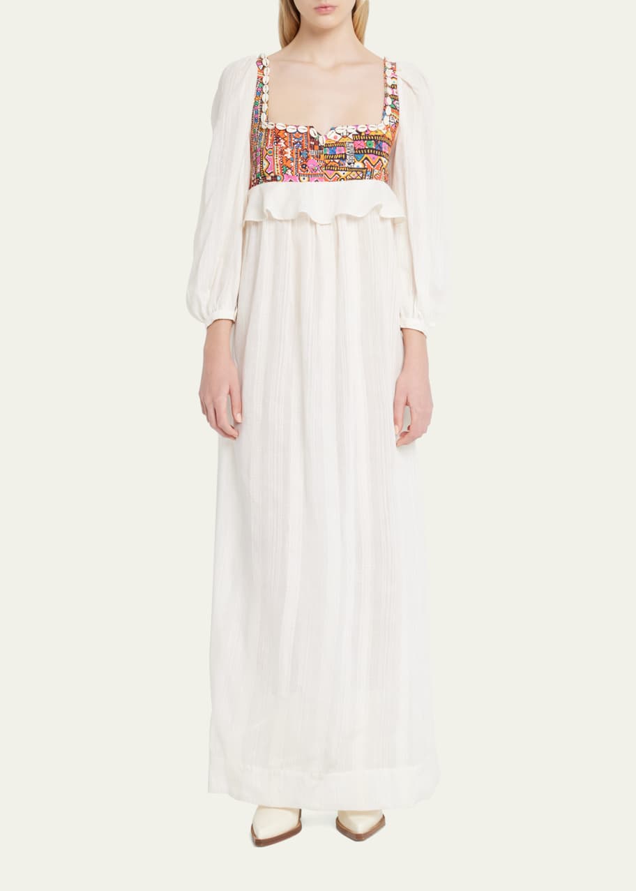 embellished empire waist dress Cape Detailed Pearl Embroidered Empire Waist Wedding Dress