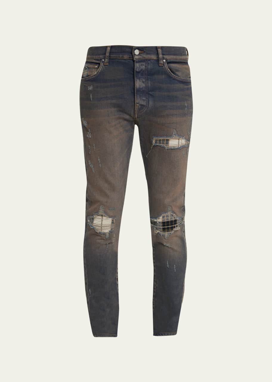 Tartan patch jeans store