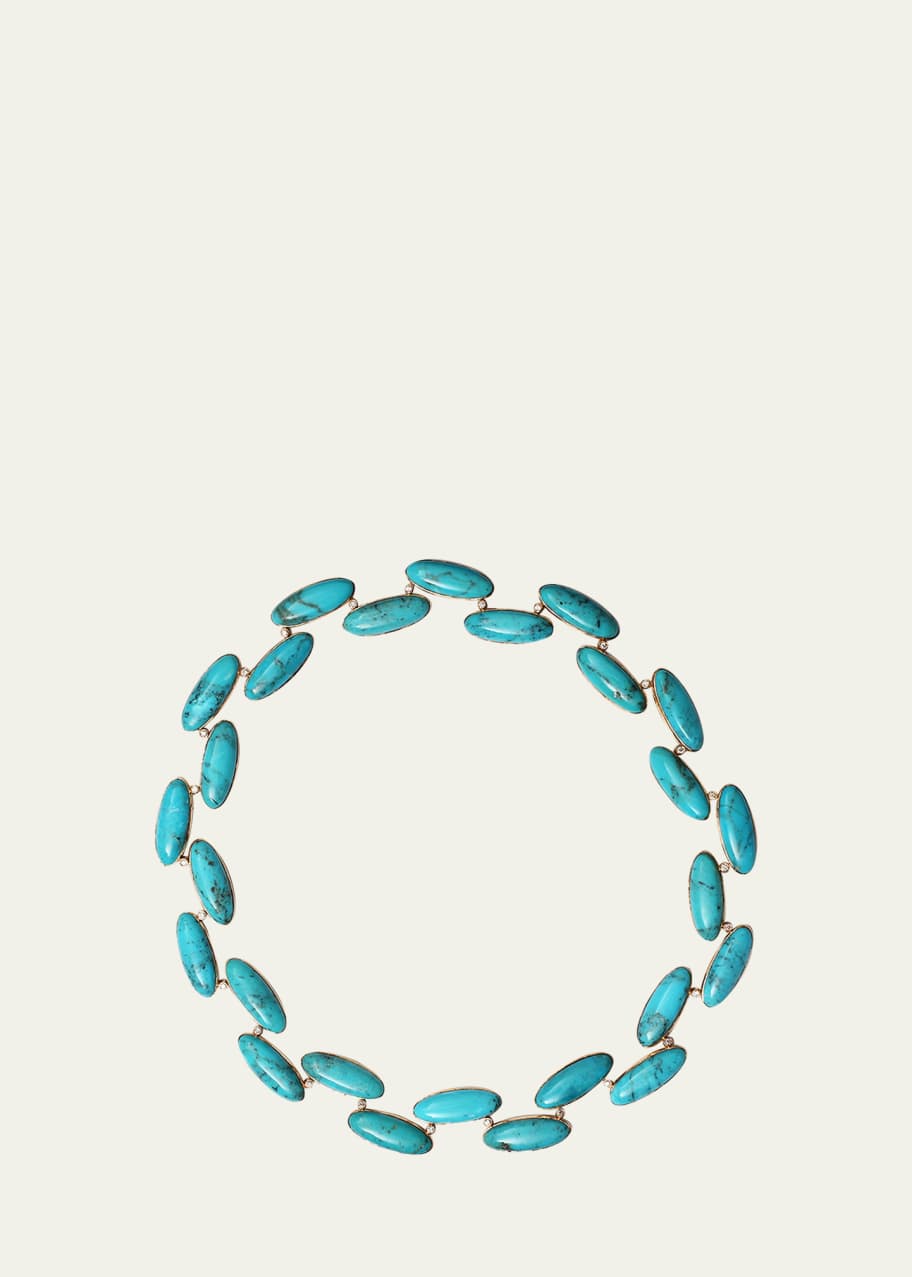 Image 1 of 1: Turquoise and Diamond Bezel Necklace in 18K Gold