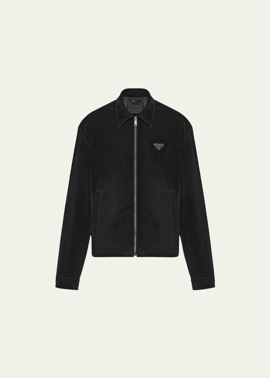 Prada Men's Velvet Denim Blouson Jacket - Bergdorf Goodman