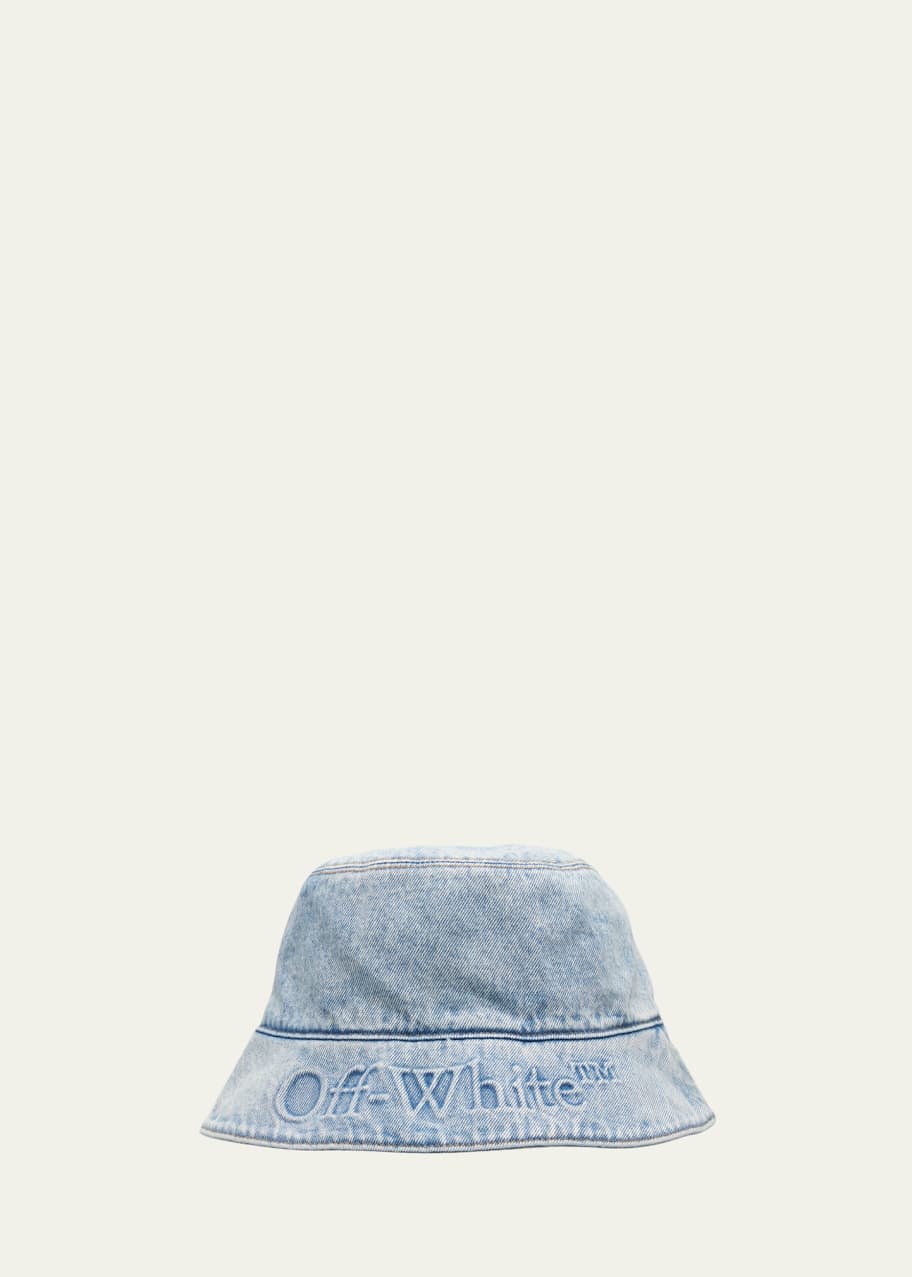Off-White Men's Bookish Denim Logo Bucket Hat - Bergdorf Goodman