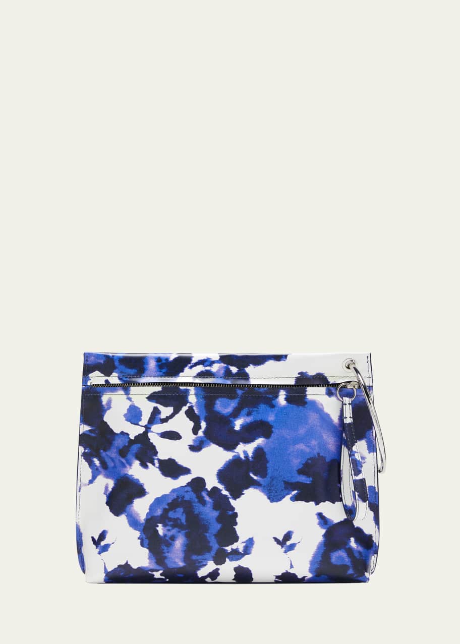 Image 1 of 1: Crisp Metal Ring Printed Leather Clutch Bag
