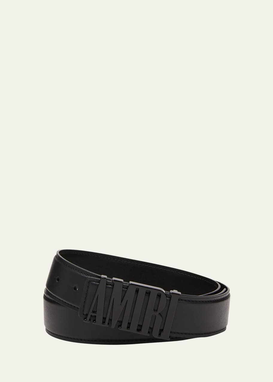 Amiri Men's Tonal Logo Leather Belt, 4cm - Bergdorf Goodman