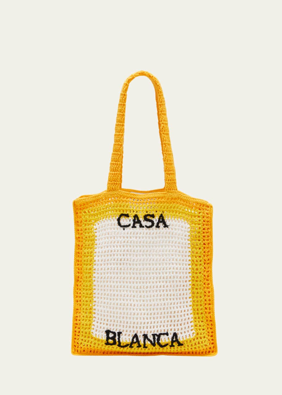 CASABLANCA Logo Crochet North-South Tote Bag - Bergdorf Goodman