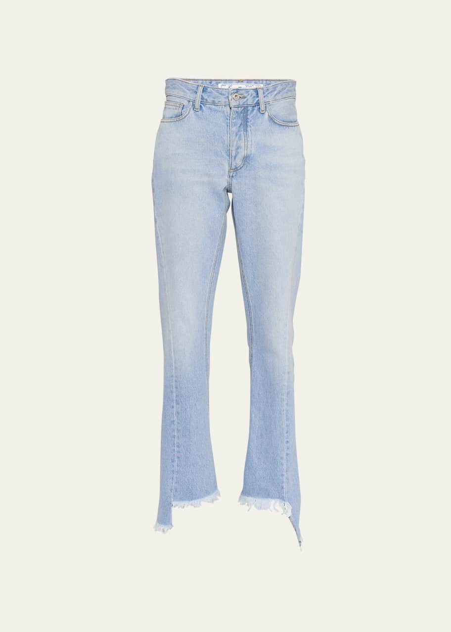White raw edge jeans top