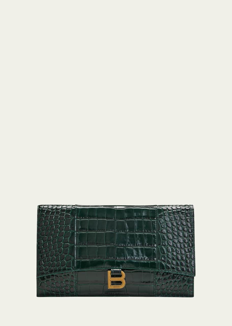 Image 1 of 1: Hourglass Croco Flat Pouch Bag