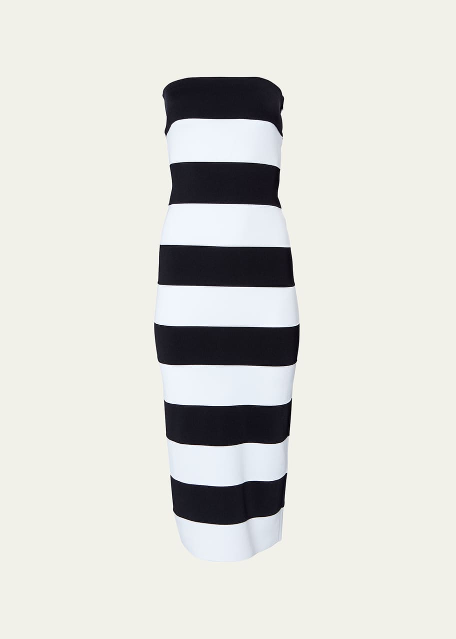 Carolina Herrera Strapless Banded Midi Dress - Bergdorf Goodman