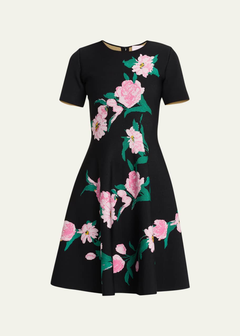 Carolina Herrera Intarsia Knit Floral Midi Dress - Bergdorf Goodman