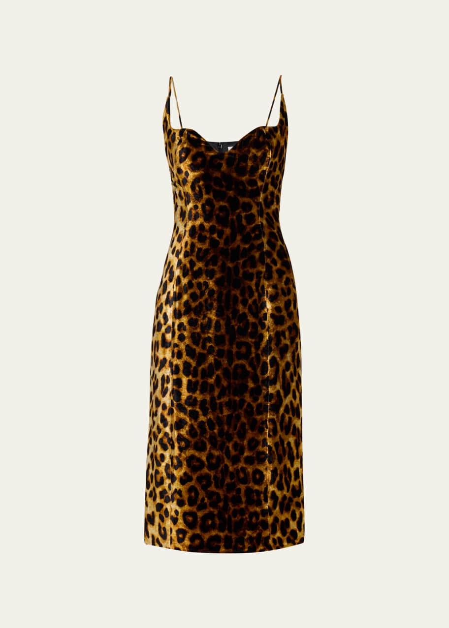 Halpern Shaped Sweetheart Leopard Print Midi Dress - Bergdorf Goodman