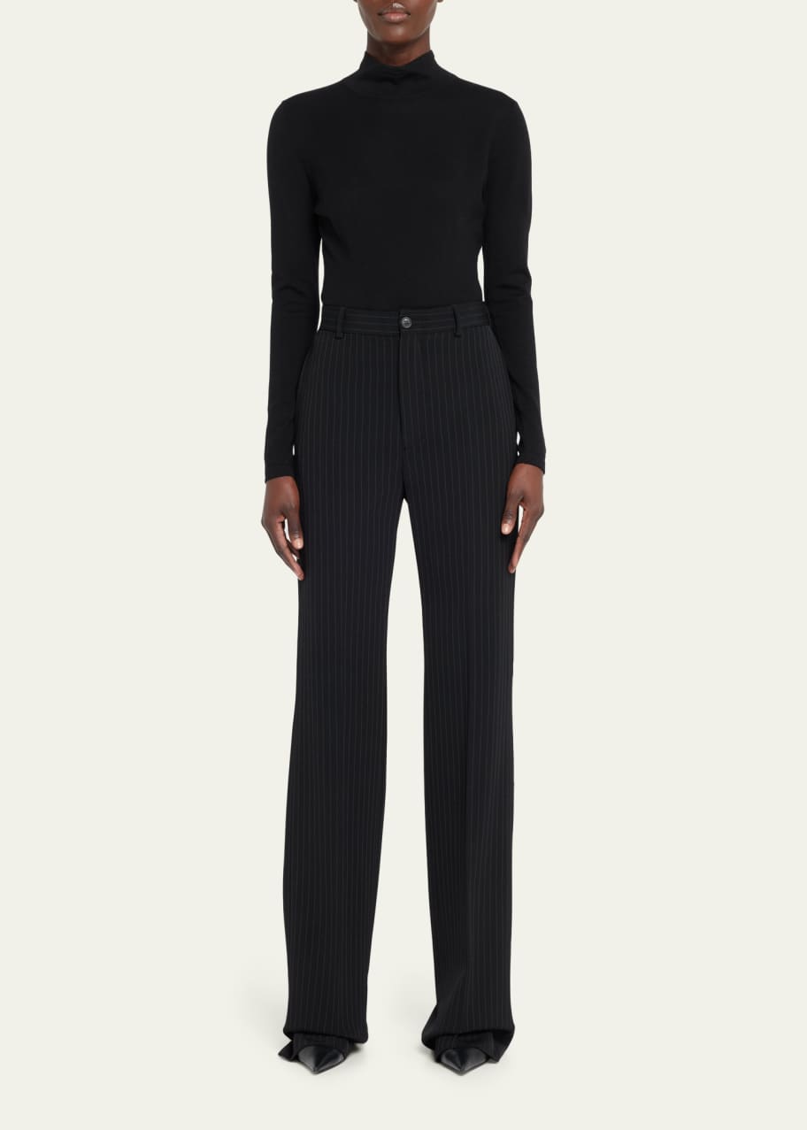 Balenciaga Pinstripe Straight-Leg Wool Pants - Bergdorf Goodman