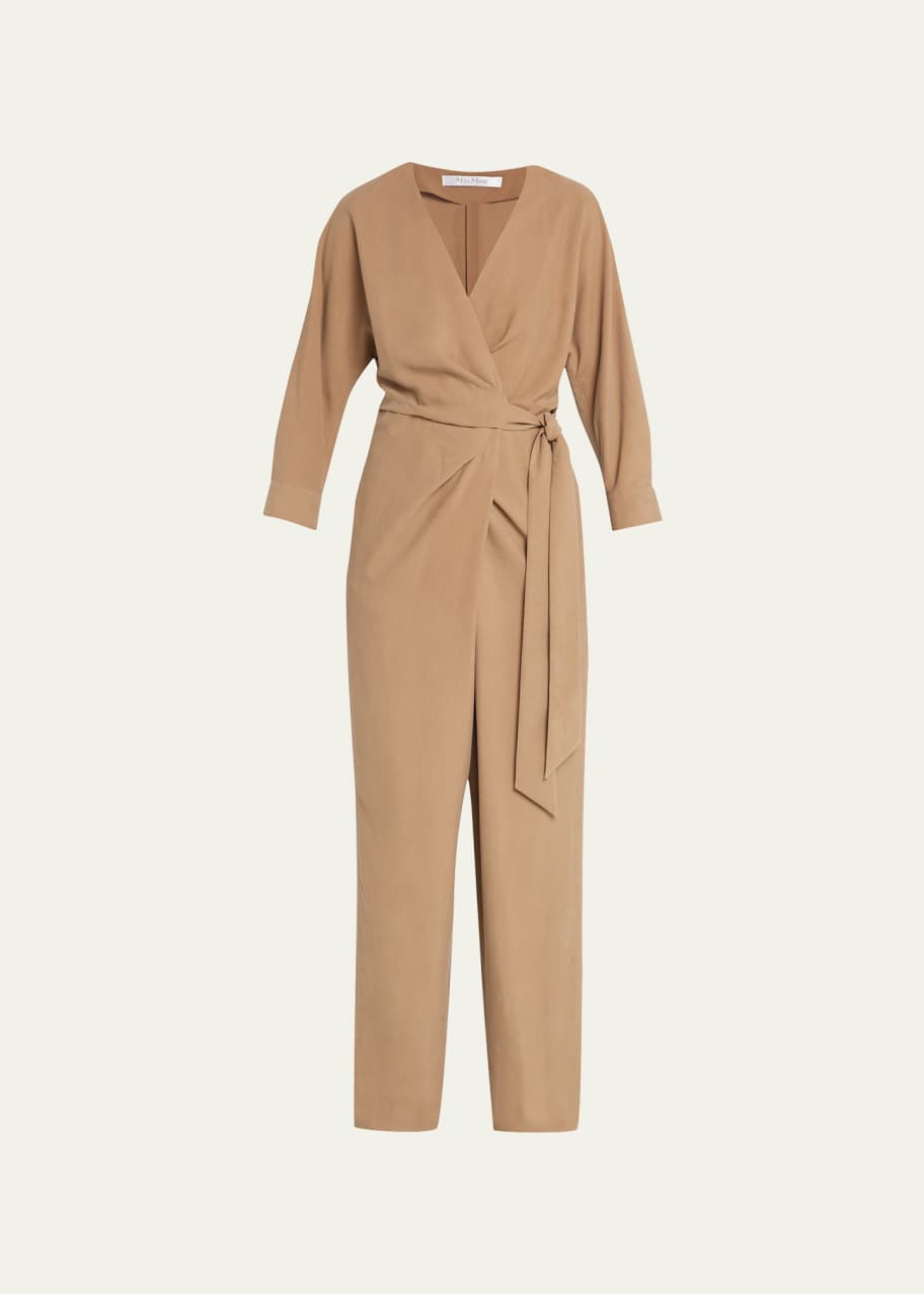 Max Mara Gattoni Wrap Jumpsuit with Tie Belt - Bergdorf Goodman