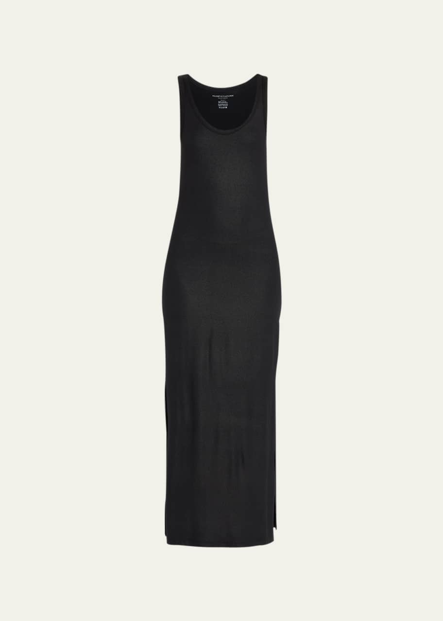 open lace back dress Ribbed Knit Cotton Flare Maxi Dress L main image 0