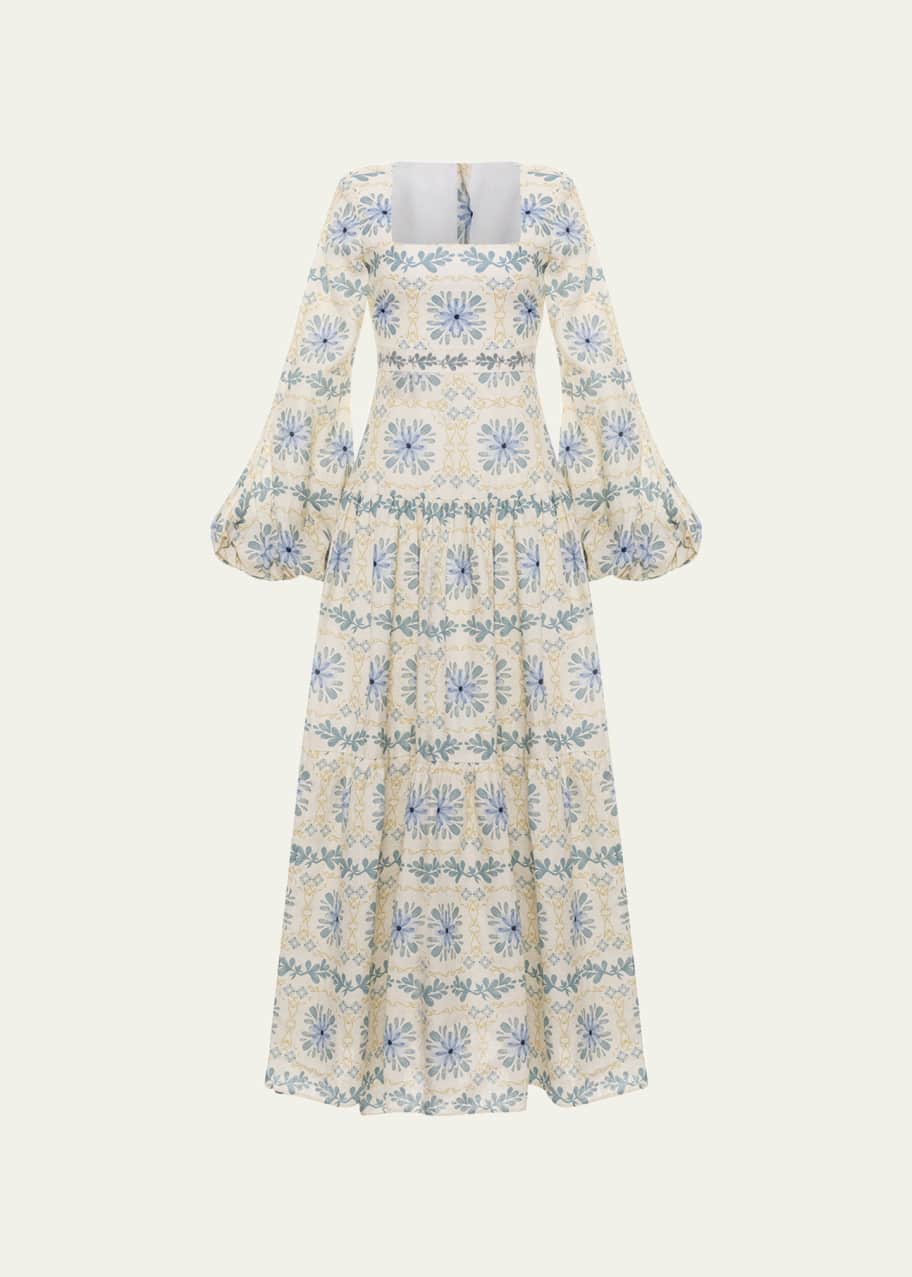 Agua by Agua Bendita Siena Puff-Sleeve Floral Linen Maxi Dress - Bergdorf  Goodman