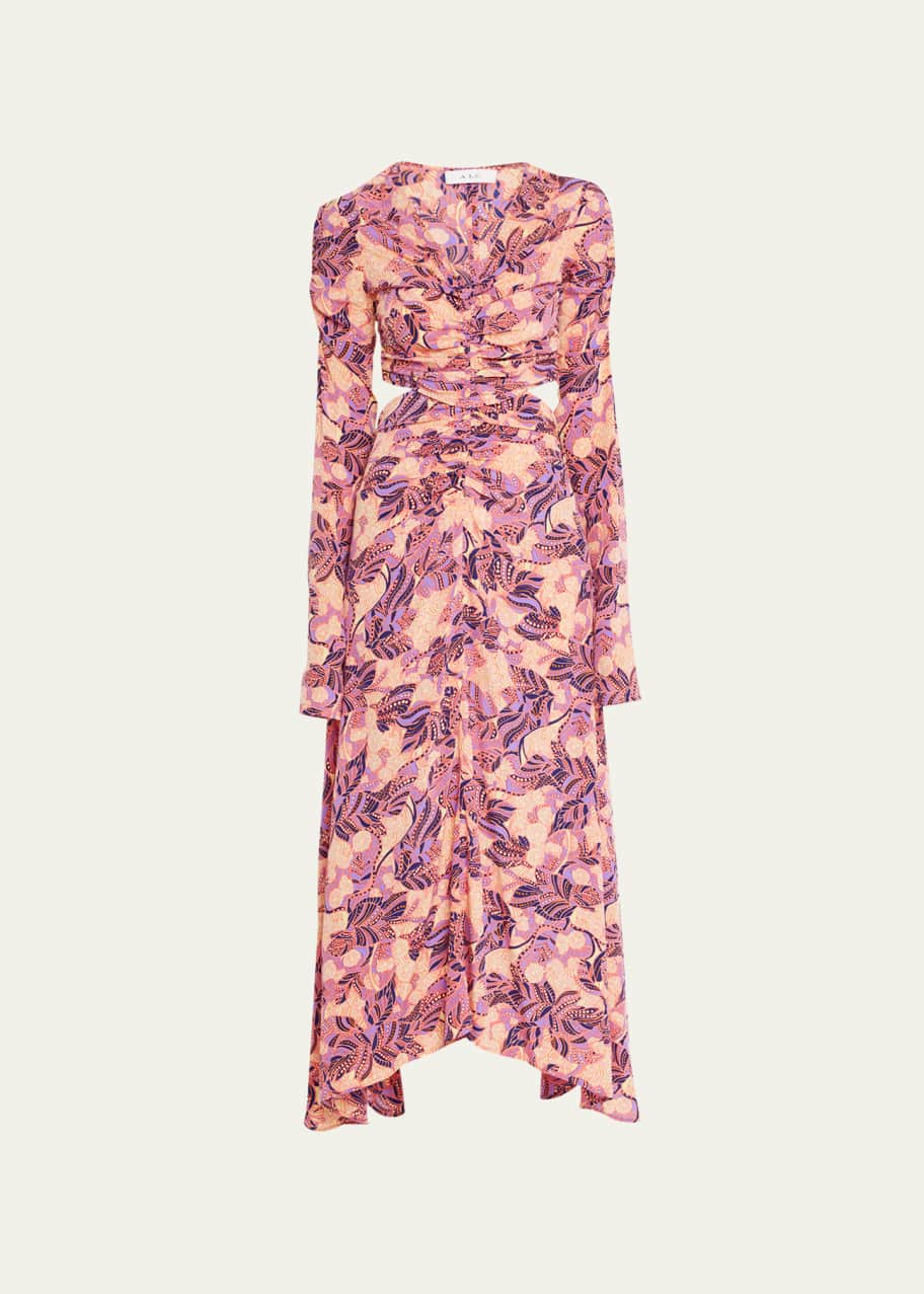 knee length dresses for ladies Blue Flowers on Navy Mona Midi Dress main image 1