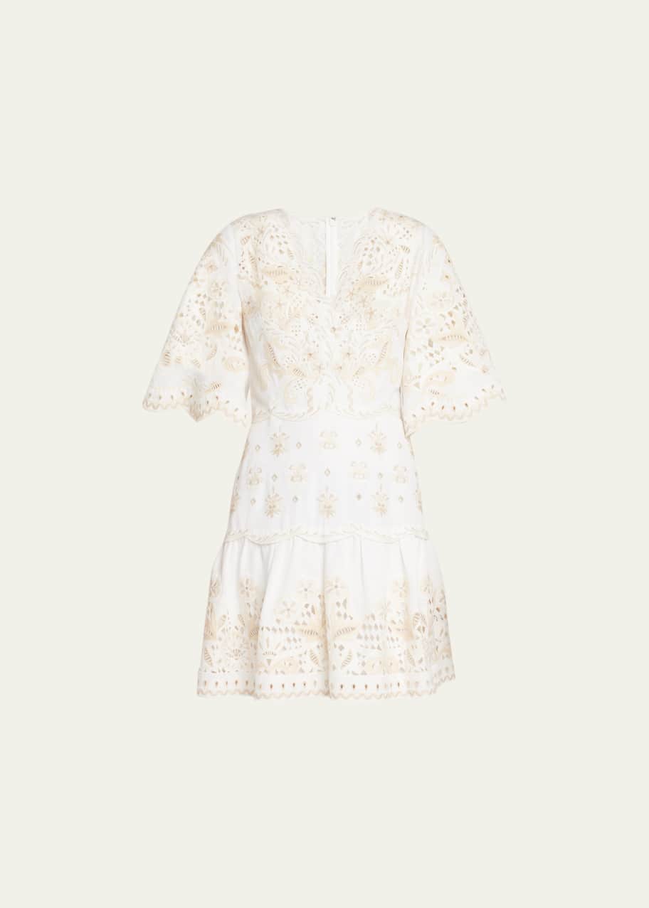 Kobi Halperin Elm Floral-Embroidered Flounce Dress - Bergdorf Goodman