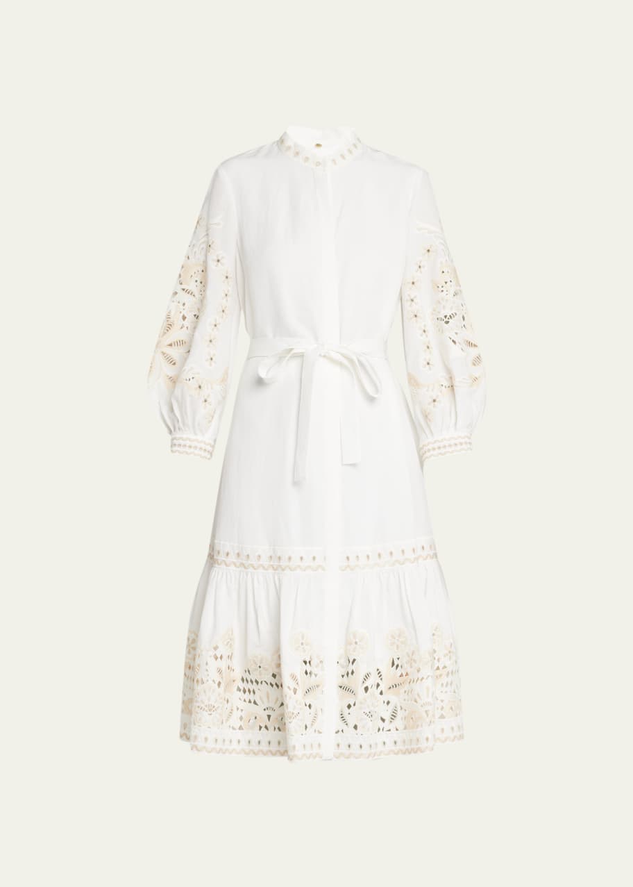 Kobi Halperin Denali Floral-Embroidered Eyelet Midi Dress - Bergdorf Goodman