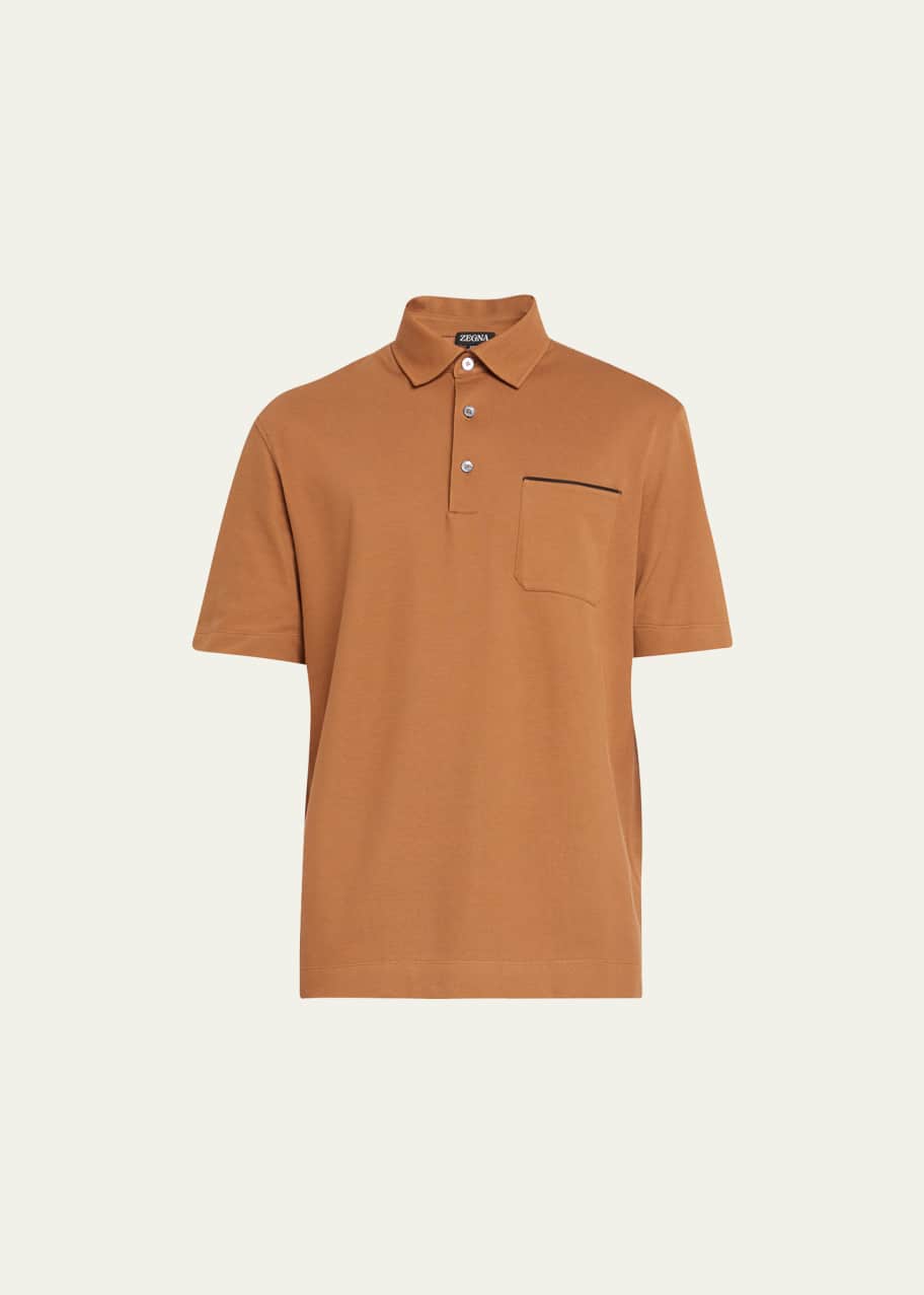 ZEGNA Men's Pique Polo Shirt with Chest Pocket Bergdorf Goodman