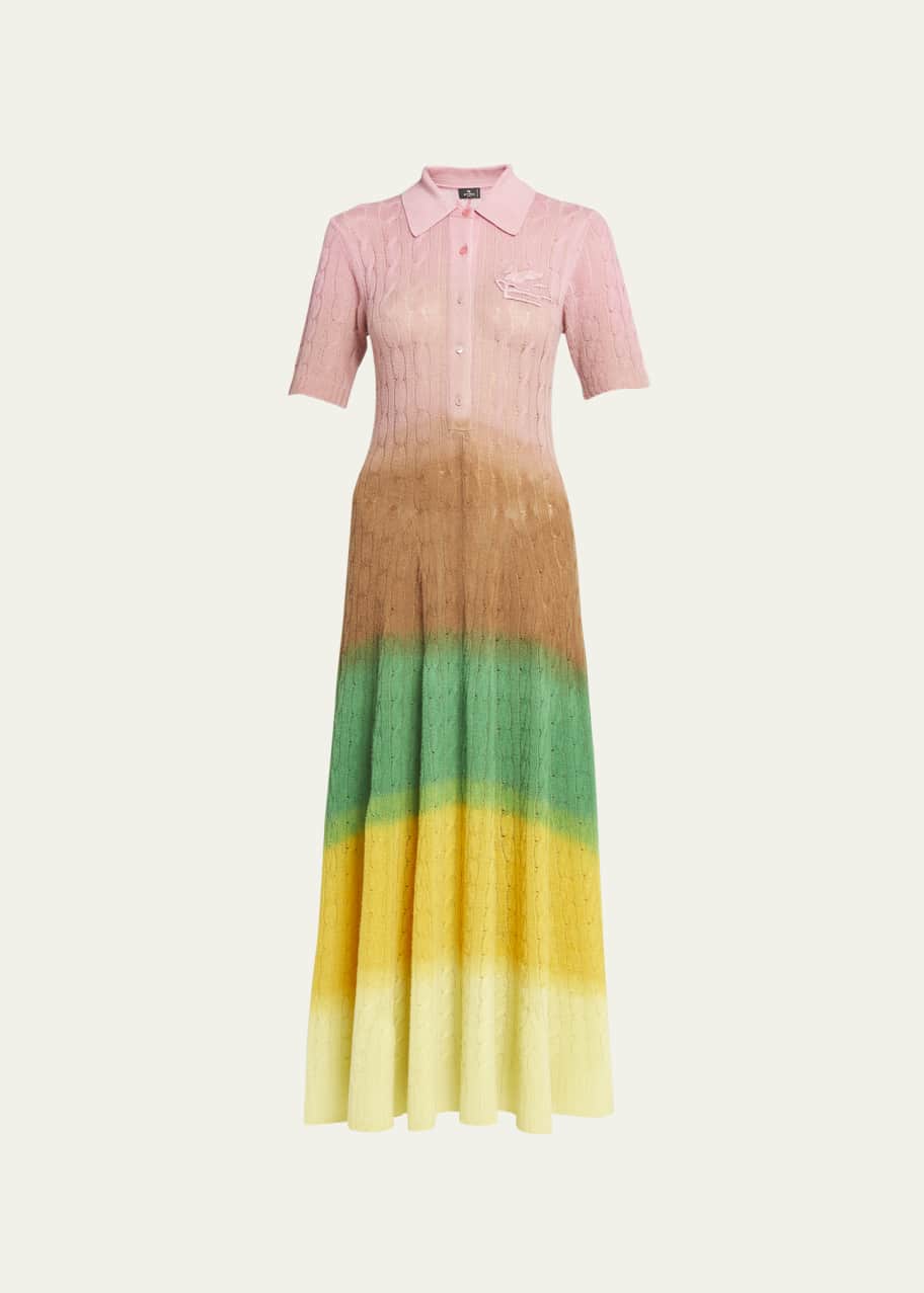 Etro Ombre Knit Maxi Dress w/ Logo Embroidery - Bergdorf Goodman