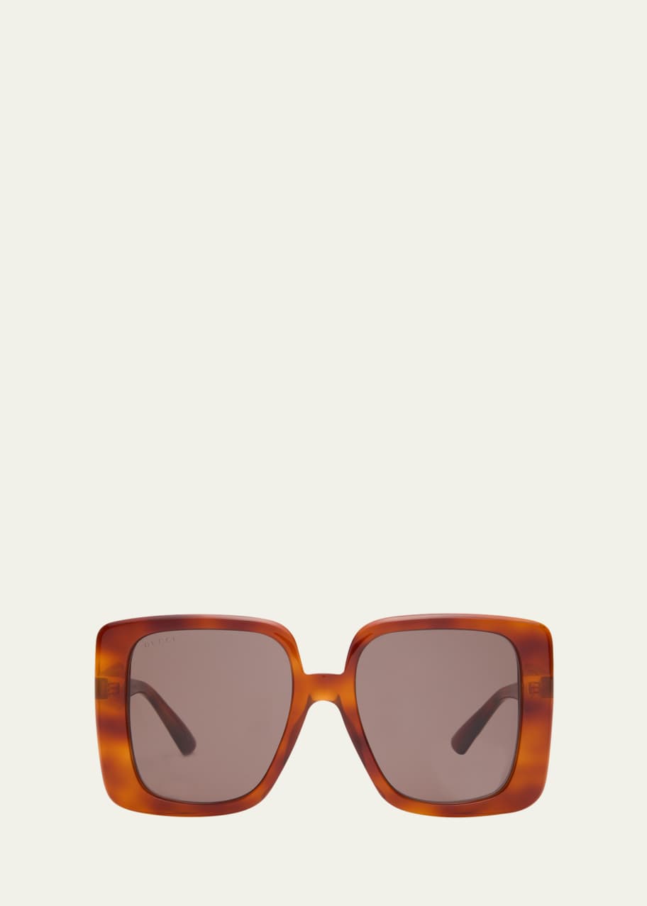 Image 1 of 1: Oversized Square Havana Acetate Sunglasses