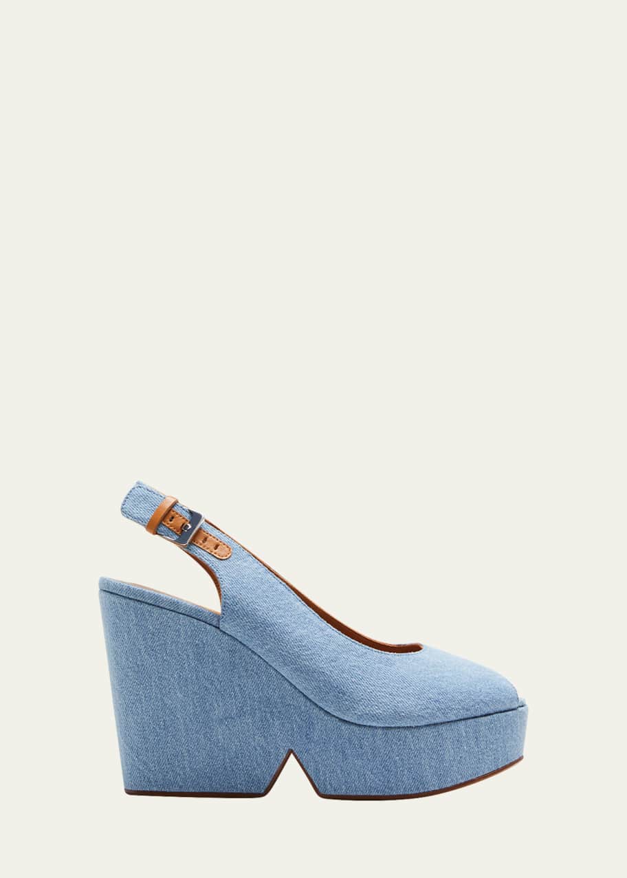 Clergerie Paris Dylan Denim Peep-Toe Platform Pumps Bergdorf Goodman
