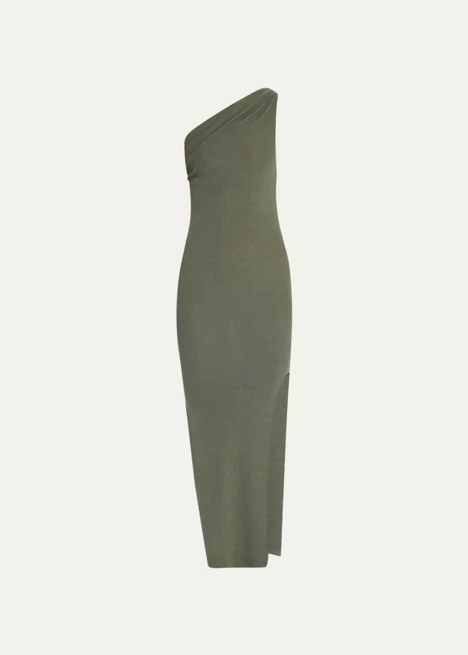 Rick Owens One-Shoulder Ribbed Wool Dress - Bergdorf Goodman