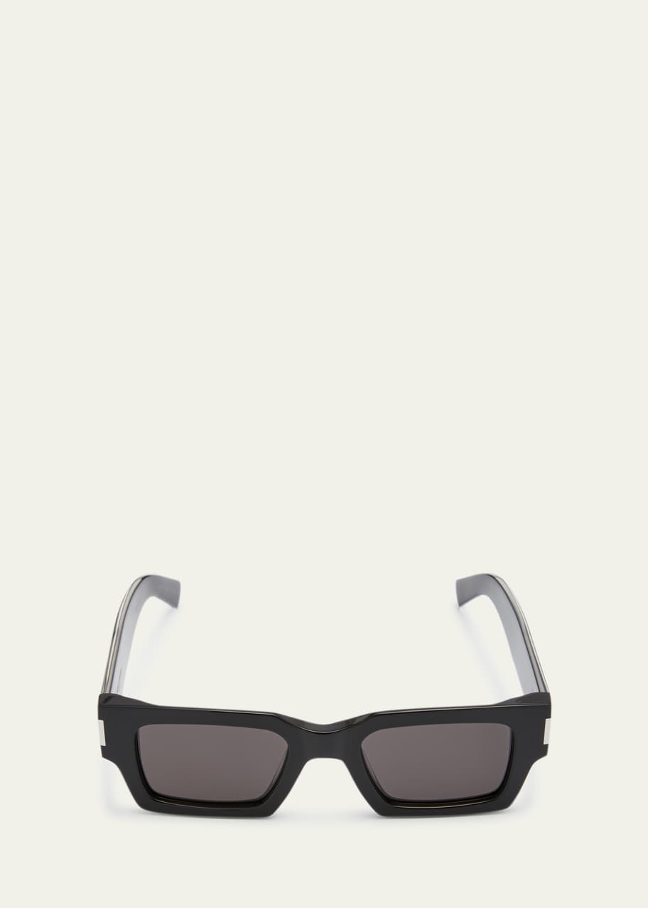 Image 1 of 1: Logo Acetate Rectangle Sunglasses