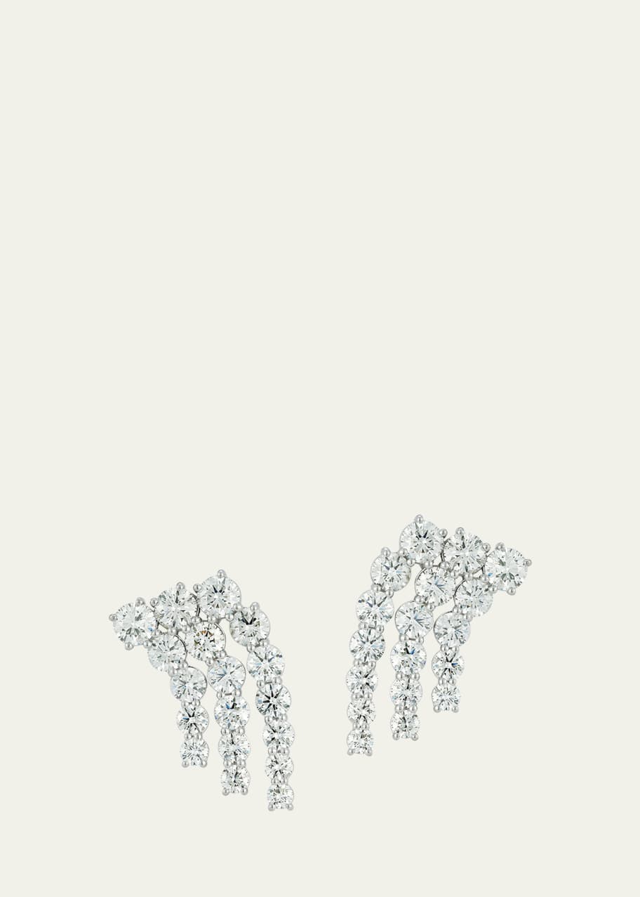Image 1 of 1: White Gold Connexion Graduating Triple Row Diamond Studs