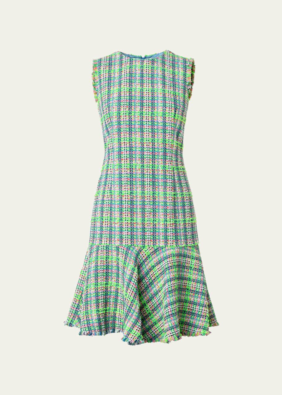 Akris punto Multicolor Cotton Tweed Dress with Flounce Hem - Bergdorf  Goodman