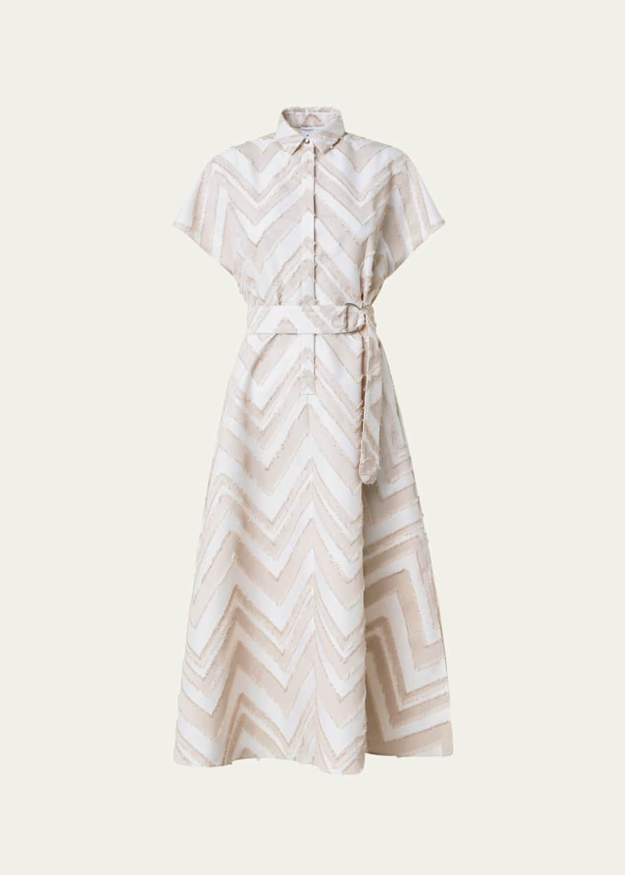 Akris punto Fringed Zigzag Jacquard Midi Dress with Belted Waist - Bergdorf  Goodman