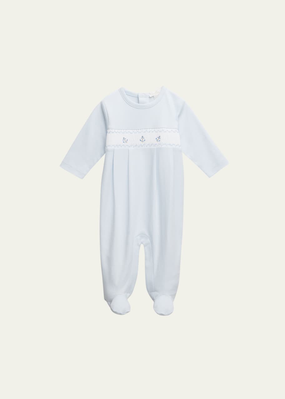 Signature Smocked Boys Footie- Blue