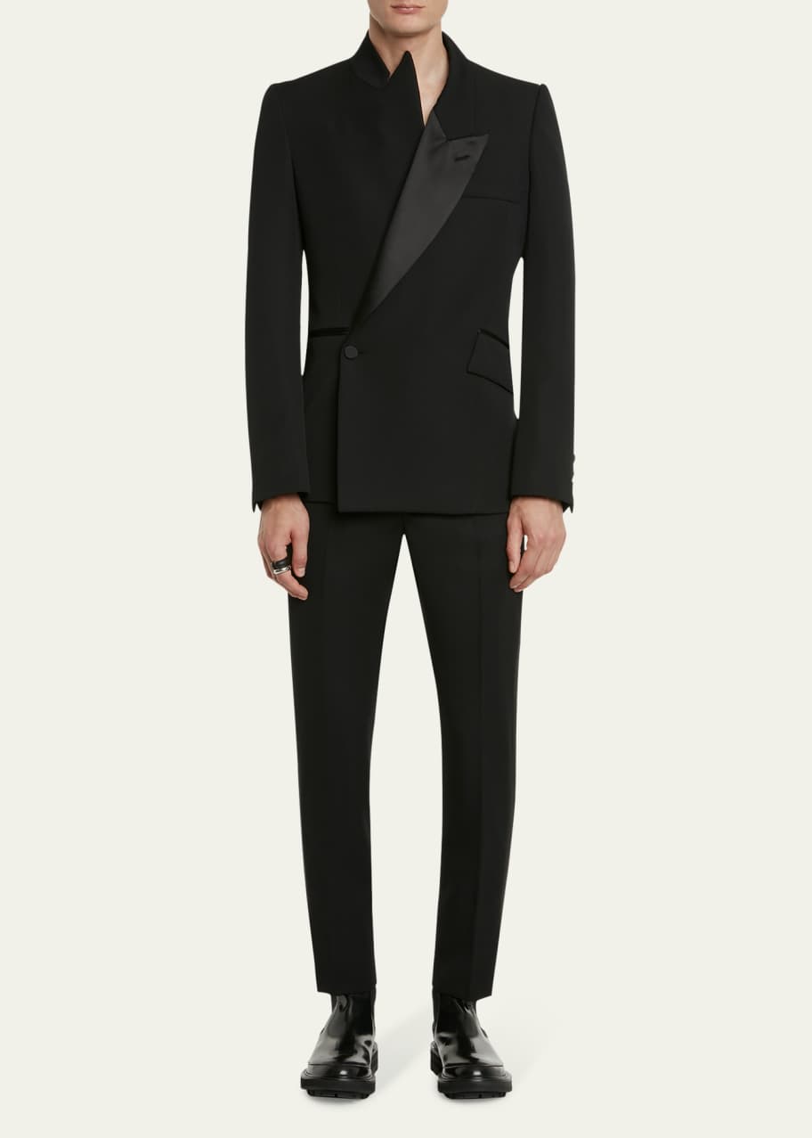 McQueen Men's Asymmetric Patched Tuxedo Jacket - Bergdorf