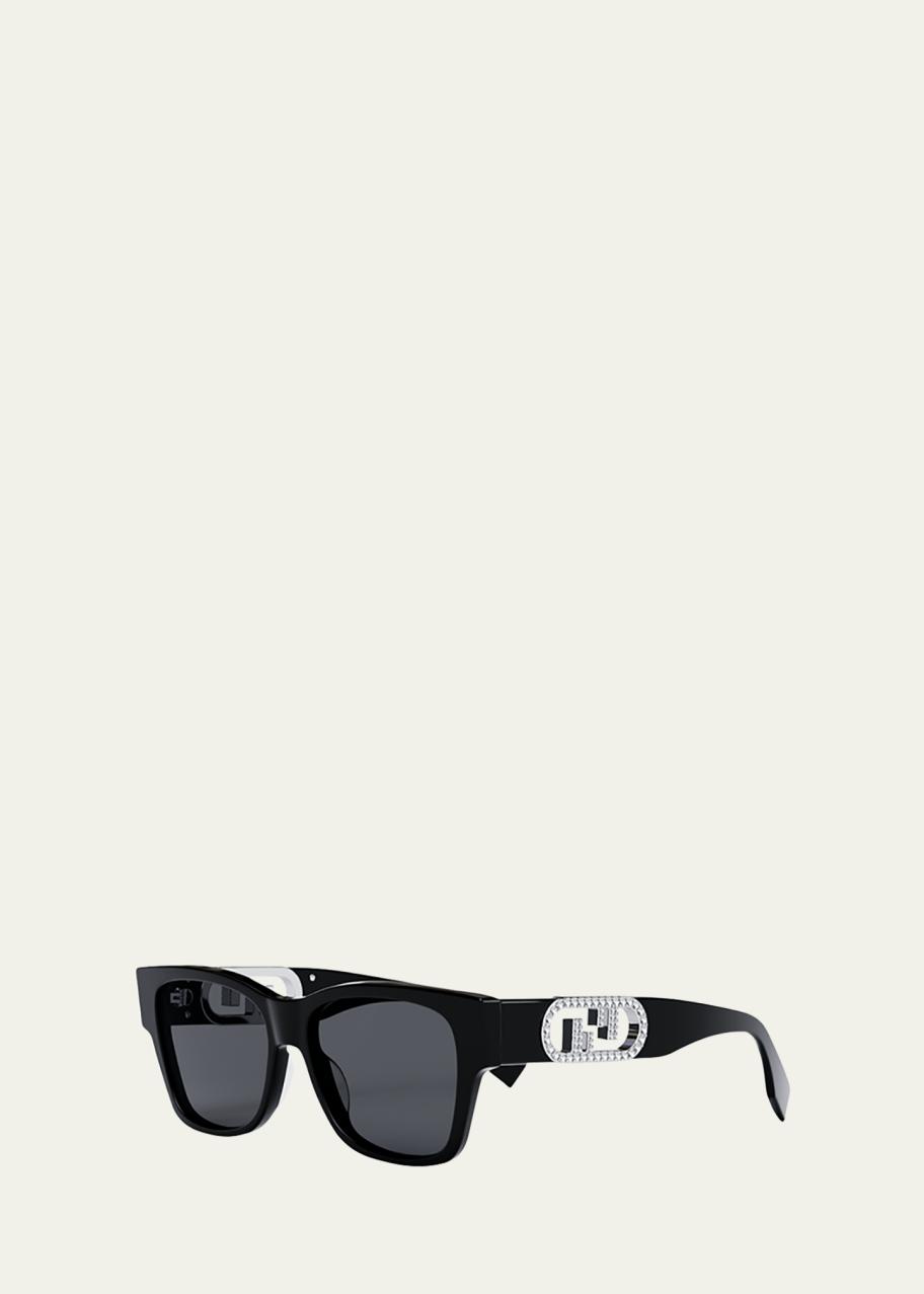 FENDI Embellished O\'Clock Logo Acetate Rectangle Sunglasses ? authentic Fendi | Accessories | Fendi Embellished Oclock Logo Acetate  main image 2