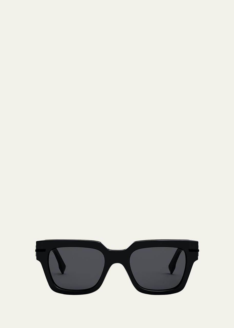 Fendi Monochrome Fendigraphy Acetate Rectangle Sunglasses