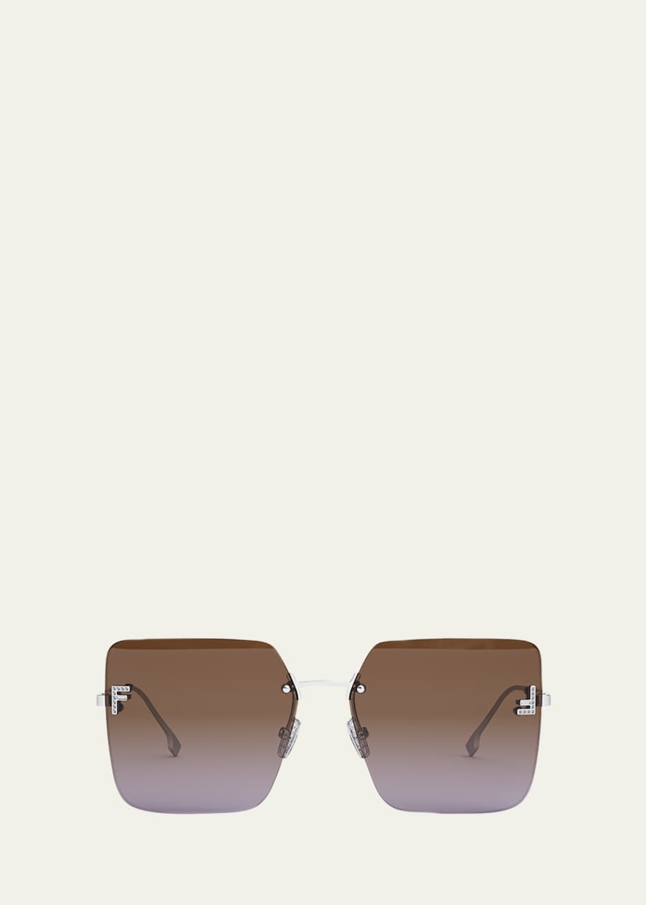 Image 1 of 1: F Monogram Rimless Metal Butterfly Sunglasses