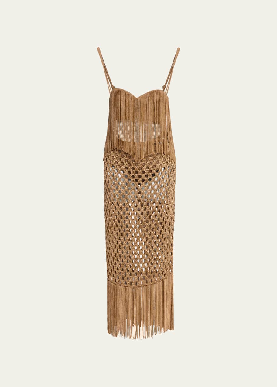 Proenza Schouler Lacquered Mesh Knit Midi Dress with Fringe Detail -  Bergdorf Goodman