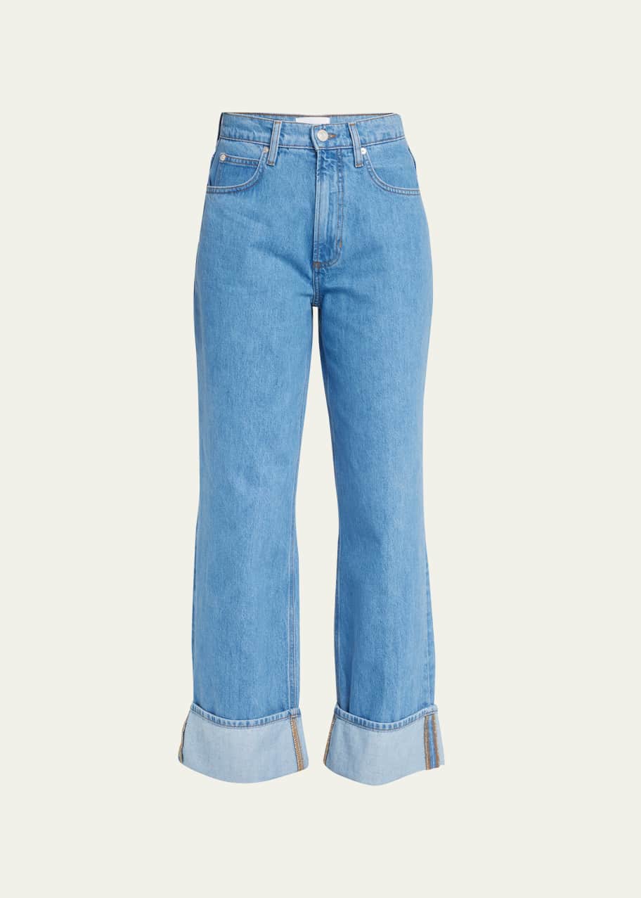 FRAME High Rise WideLeg Rolled Jeans Bergdorf Goodman